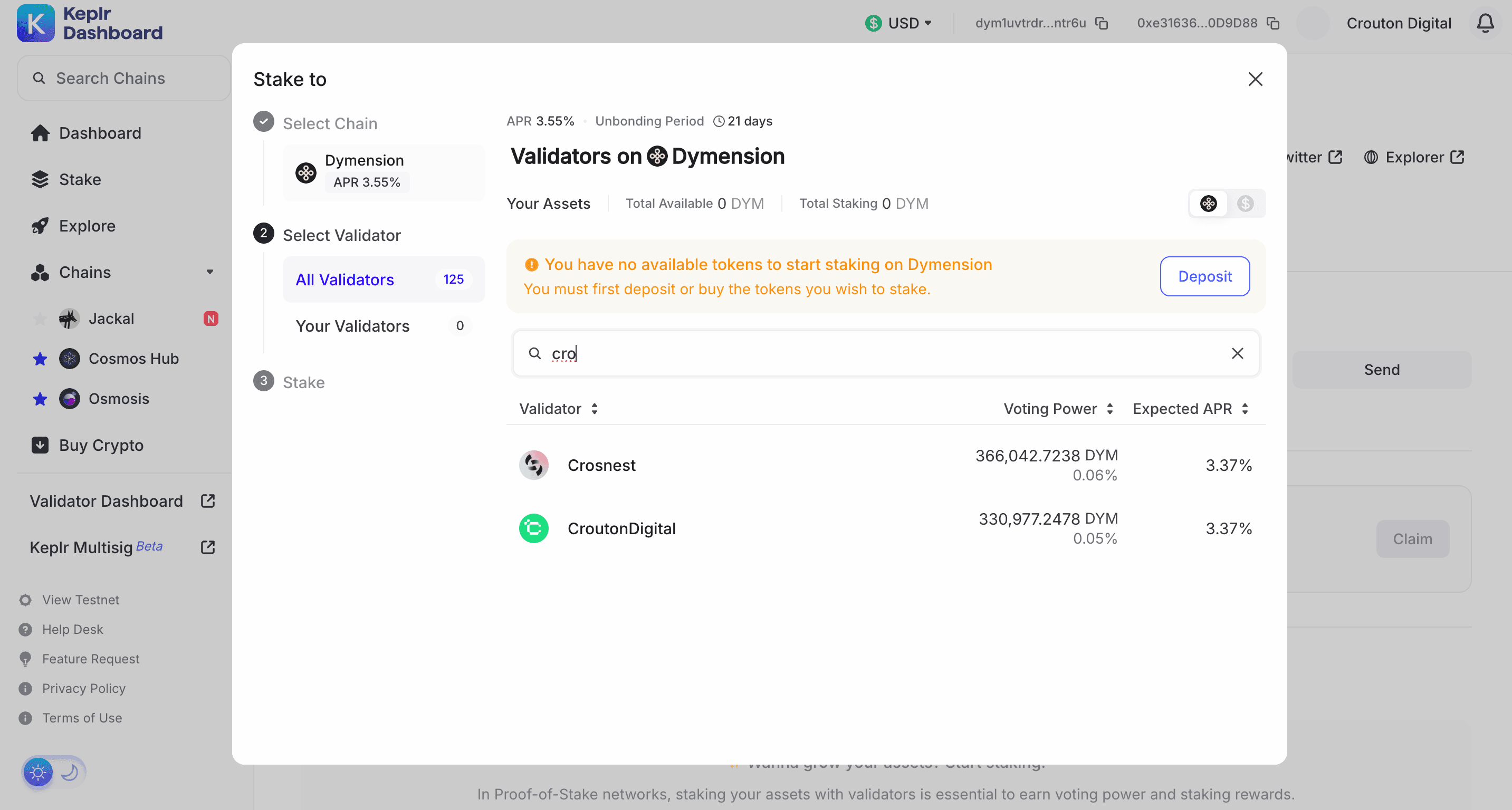 Crouton Digital Validator Information