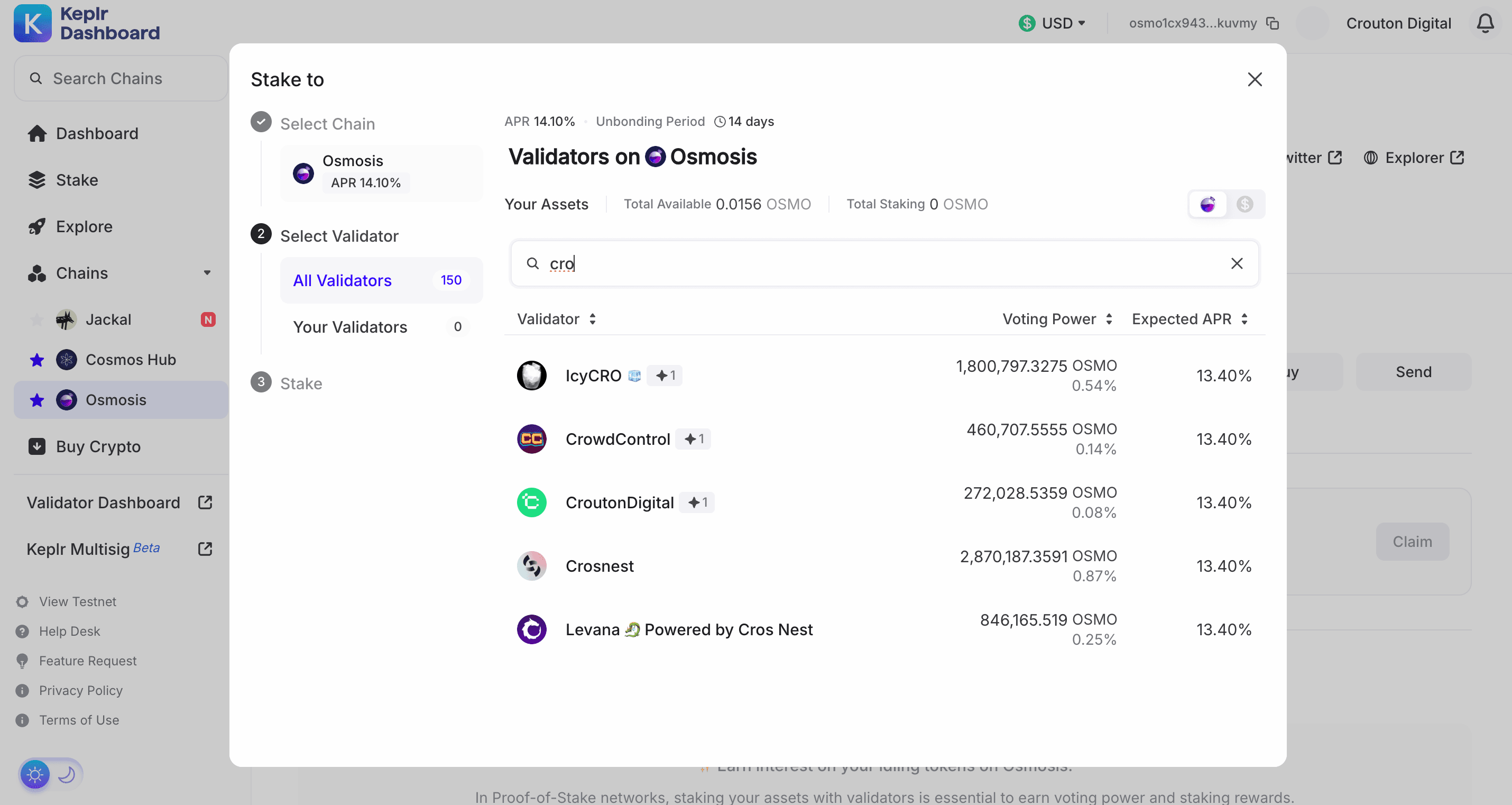 Crouton Digital Validator Information