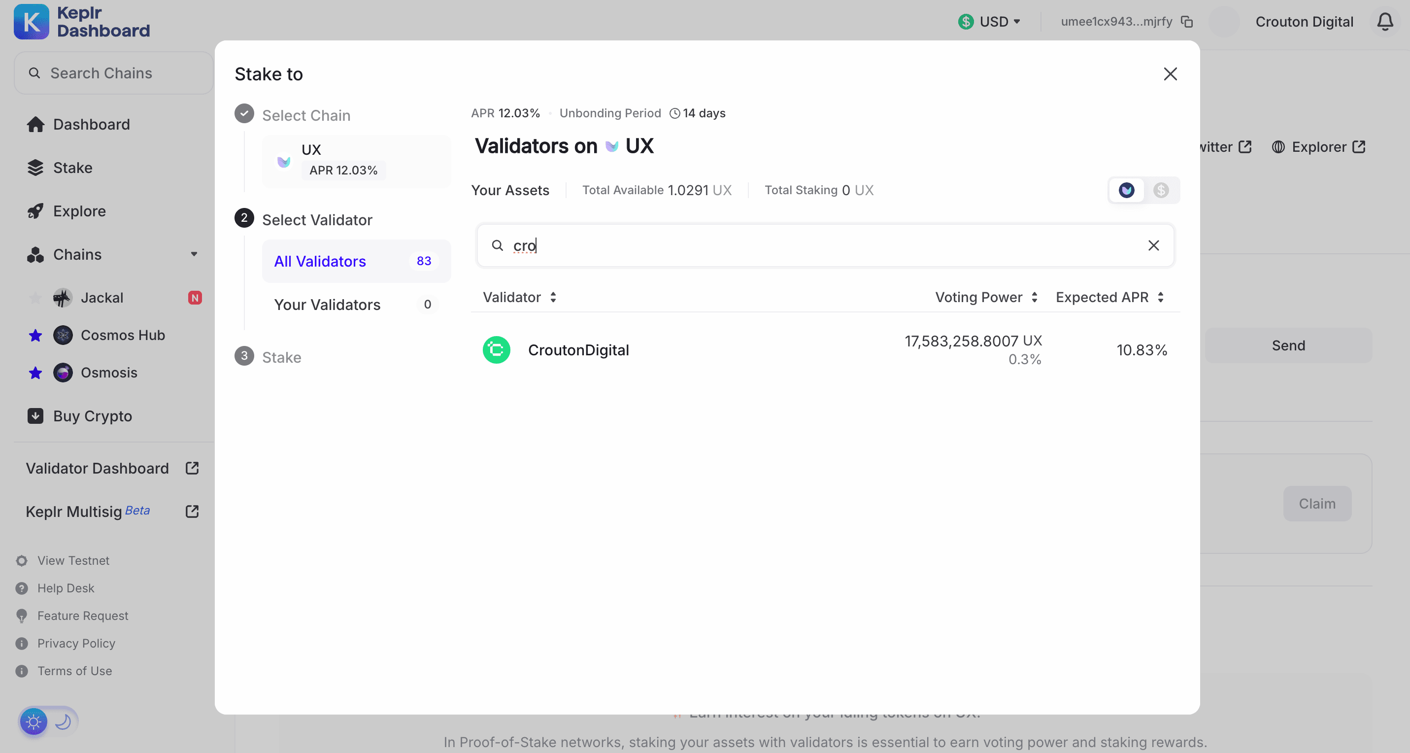 Crouton Digital Validator Information